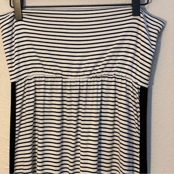 EVERLEIGH Strapless Jersey Maxi Dress Women LP White Black Stripes Baby Doll. - Picture 4 of 8
